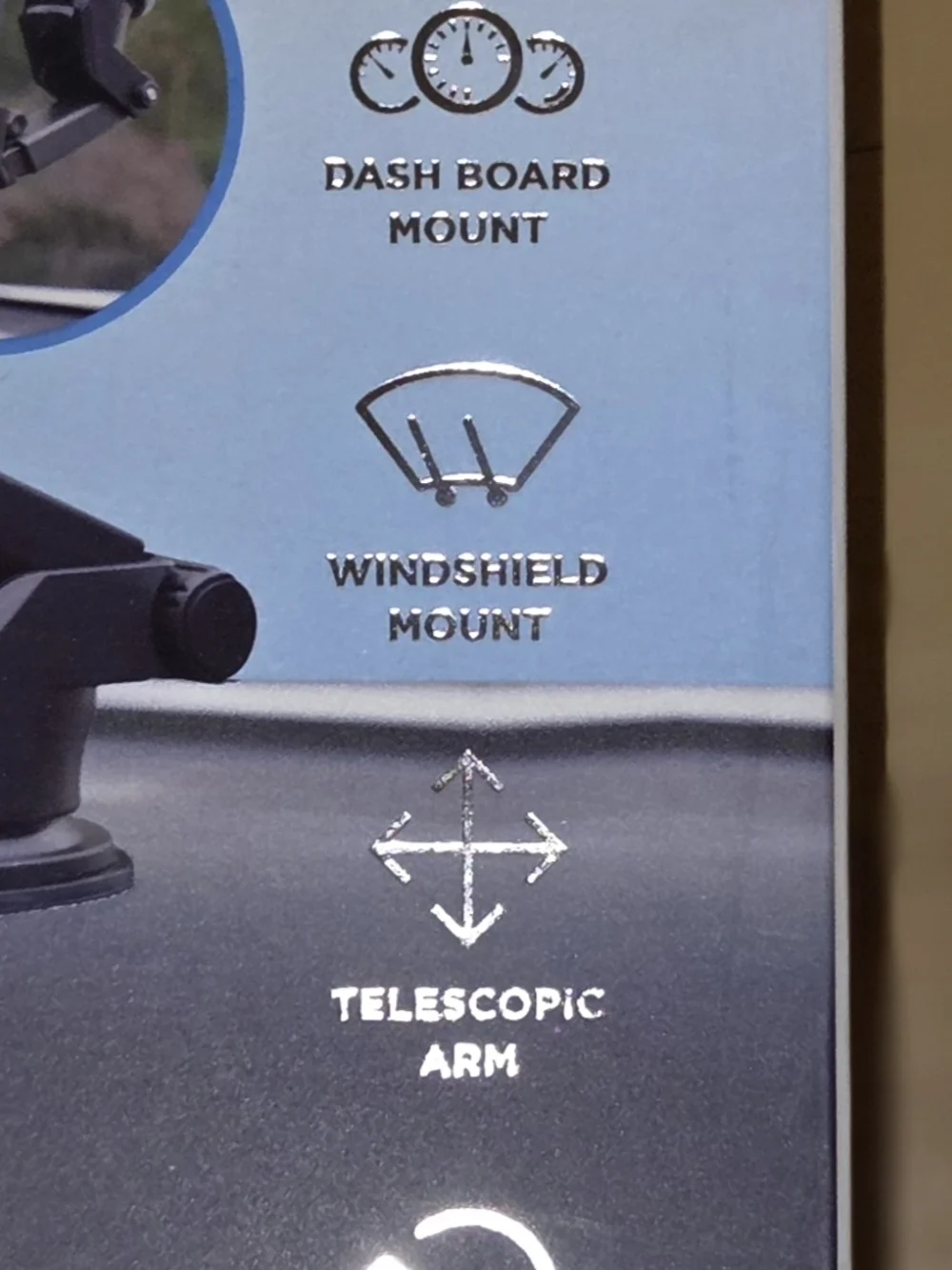 Extendable Windshield & Dashboard Cradle Car Mount - Black